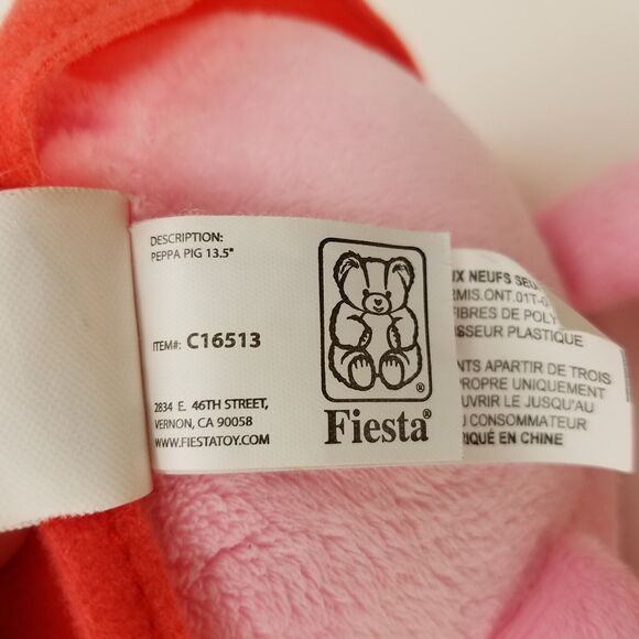 Fiesta Peppa Pig 13.5" Plush Stuffed Animal Toy Red Dress - Picture 7 of 11